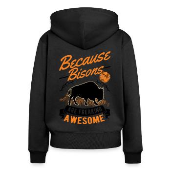 Buffalo Gift Bison Water Buffalo Buffalo - Women's Premium Organic Zip Hoodie - black - Back - Julia (174cm)
