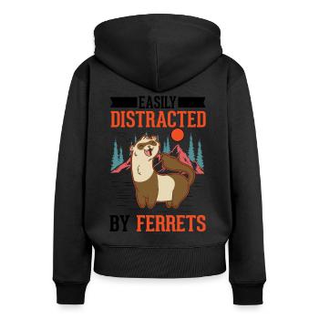 Facilement distrait par les furets Frettchen - Sweat à capuche zippé Premium bio Femme - noir - Dos - Julia (174cm)