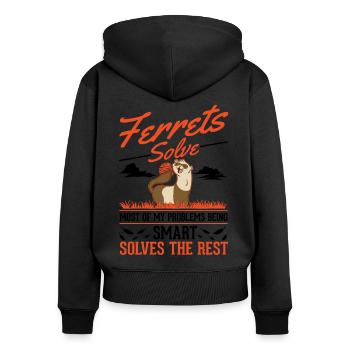 Ferret Lover Ferret Gift - Women's Premium Organic Zip Hoodie - black - Back - Julia (174cm)