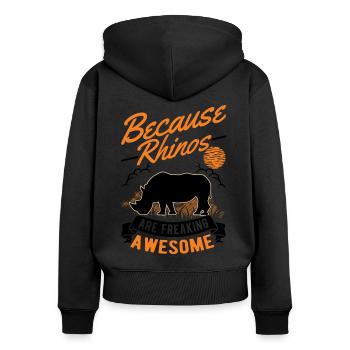 Rhino Gift Rhino Rhinoceros - Women's Premium Organic Zip Hoodie - black - Back - Julia (174cm)