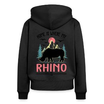 Home is where my rhino is Rhino - Women's Premium Organic Zip Hoodie - black - Back - Julia (174cm)