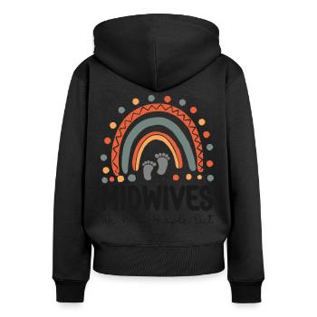 Nurse Midwife Birth Worker Pun - Women's Premium Organic Zip Hoodie - black - Back - Julia (174cm)