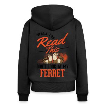 Ferret Lover Ferret Gift - Women's Premium Organic Zip Hoodie - black - Back - Julia (174cm)
