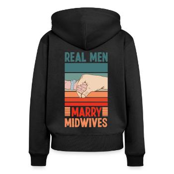 Nurse Midwife Birth Worker - Frauen Premium Bio Zip Hoodie - Schwarz - Hinten - Julia (174cm)