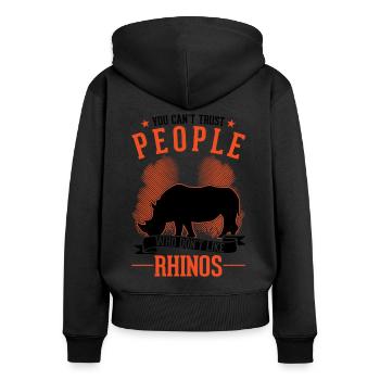 Rhino Gift Rhino Rhinoceros - Women's Premium Organic Zip Hoodie - black - Back - Julia (174cm)