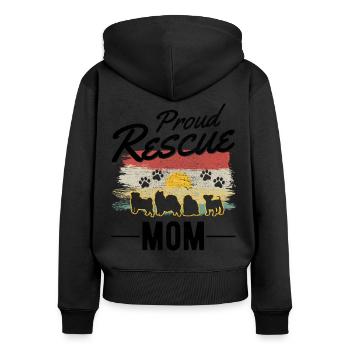 Chien de sauvetage maman chien de rue - Sweat à capuche zippé Premium bio Femme - noir - Dos - Julia (174cm)