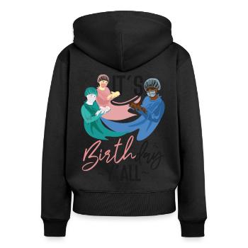 LD Labour And Delivery Nurse - Women's Premium Organic Zip Hoodie - black - Back - Julia (174cm)