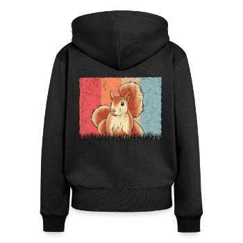Eichhörnchen Retro Squirrel - Women's Premium Organic Zip Hoodie - black - Back - Julia (174cm)