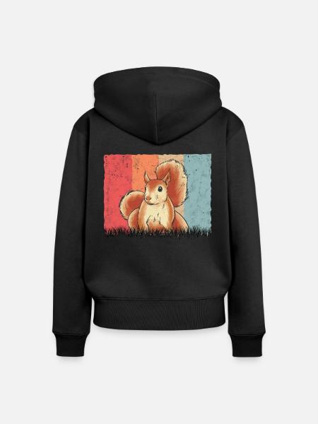 Eichhörnchen Retro Squirrel - Frauen Premium Bio Zip Hoodie - 