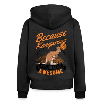 Because Kangaroos are freaking awesome Kangaroo - Women's Premium Organic Zip Hoodie - black - Back - Julia (174cm)