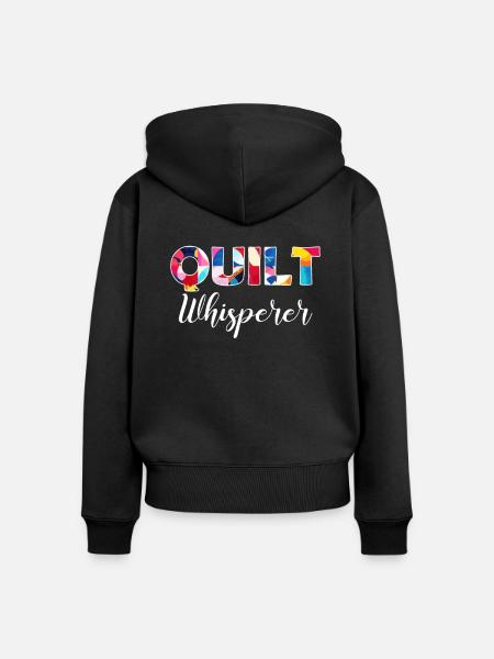 Sewciopath, Quilting sewing - Frauen Premium Bio Zip Hoodie - Schwarz