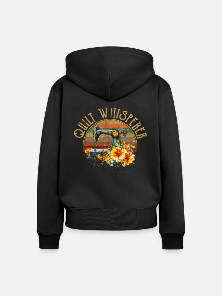 Sewciopath, Quilting sewing - Frauen Premium Bio Zip Hoodie - Schwarz