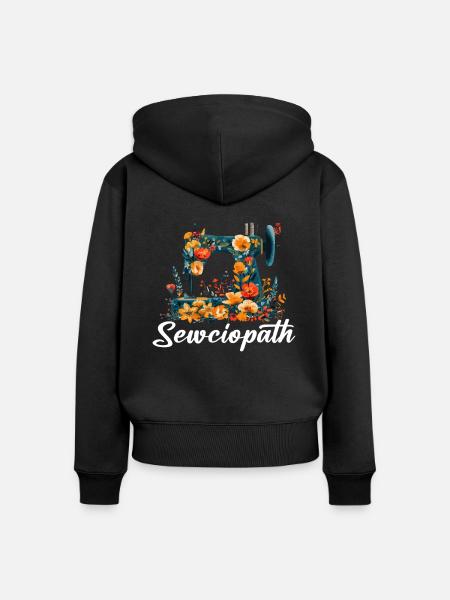 Sewciopath, Quilting sewing - Frauen Premium Bio Zip Hoodie - Schwarz