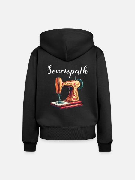 Sewciopath, Quilting sewing - Frauen Premium Bio Zip Hoodie - Schwarz