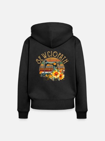Sewciopath, Quilting sewing - Frauen Premium Bio Zip Hoodie - Schwarz