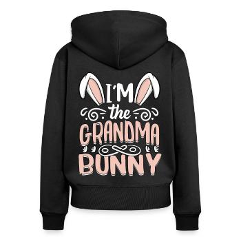 Je suis la grand-mère lapin - Sweat à capuche zippé Premium bio Femme - noir - Dos - Julia (174cm)