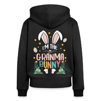 Je suis la grand-mère lapin - Sweat à capuche zippé Premium bio Femme - noir - Dos - Julia (174cm)