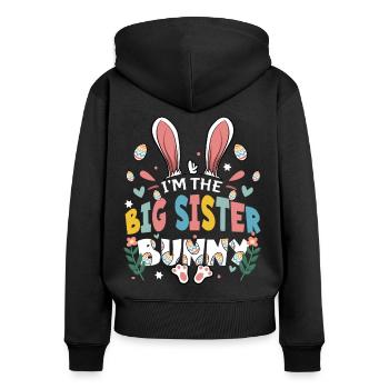 I'm The Big Sister Bunny - Frauen Premium Bio Zip Hoodie - Schwarz - Hinten - Julia (174cm)