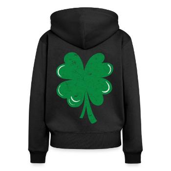 Trèfle à quatre feuilles - Sweat à capuche zippé Premium bio Femme - noir - Dos - Julia (174cm)