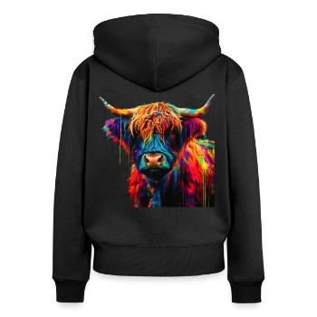 Niedliche Highland-Kuh Schottische Highlands Bunt - Frauen Premium Bio Zip Hoodie - Schwarz - Hinten - Julia (174cm)