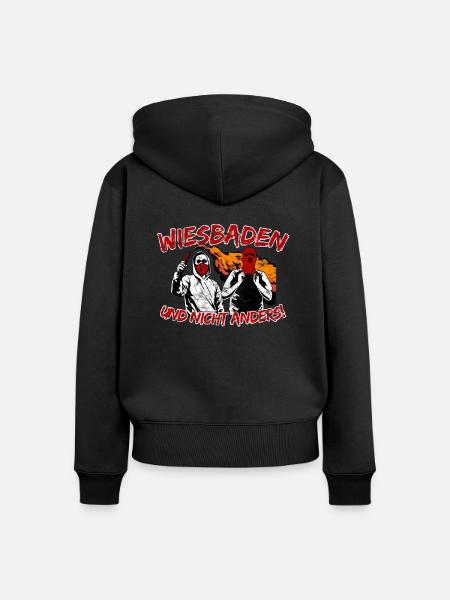 Wiesbaden und nicht anders UPDATE - Frauen Premium Bio Zip Hoodie - Schwarz