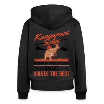 Kangourou Australie Kangourou - Sweat à capuche zippé Premium bio Femme - noir - Dos - Julia (174cm)