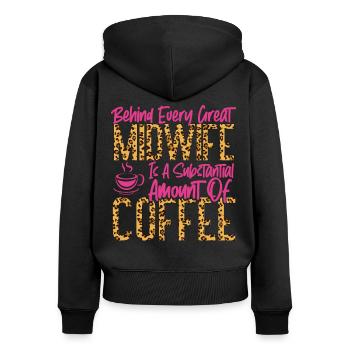 Nurse Midwife Birth Worker Coffee - Frauen Premium Bio Zip Hoodie - Schwarz - Hinten - Julia (174cm)