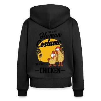 Chicken Costume Chicken Halloween Farmer - Women's Premium Organic Zip Hoodie - black - Back - Julia (174cm)