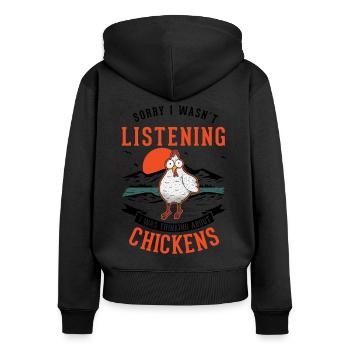 Poulets, Agriculteur, Poulet, Agriculteur, Poulet - Sweat à capuche zippé Premium bio Femme - noir - Dos - Julia (174cm)