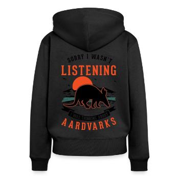 Aardvark Cadeau Aardvark - Sweat à capuche zippé Premium bio Femme - noir - Dos - Julia (174cm)