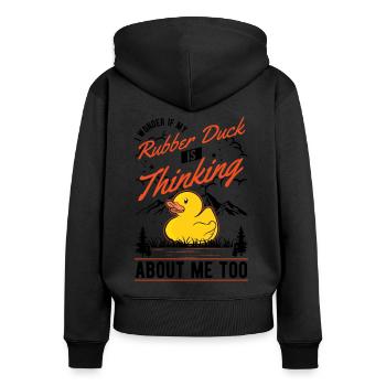 Canard en caoutchouc cadeau canard en caoutchouc canard en caoutchouc - Sweat à capuche zippé Premium bio Femme - noir - Dos - Julia (174cm)