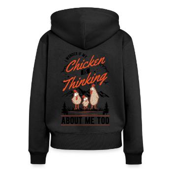 Chickens, Chicken Breeding, Chicken, Farmer, Farmer - Women's Premium Organic Zip Hoodie - black - Back - Julia (174cm)