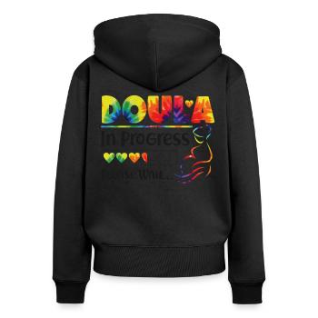 Doula Travailleuse à la naissance Doula étudiante - Sweat à capuche zippé Premium bio Femme - noir - Dos - Julia (174cm)