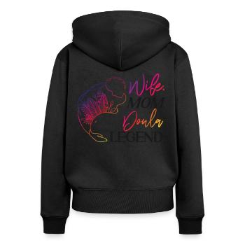 Doula accoucheuse maman femme. Maman. - Sweat à capuche zippé Premium bio Femme - noir - Dos - Julia (174cm)