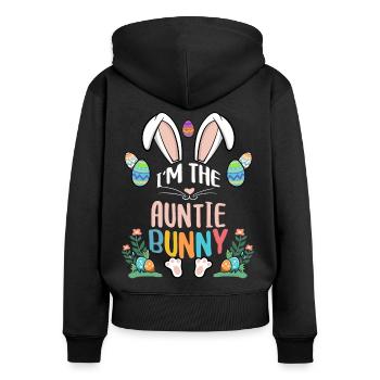 I'm The Auntie Bunny - Frauen Premium Bio Zip Hoodie - Schwarz - Hinten - Julia (174cm)