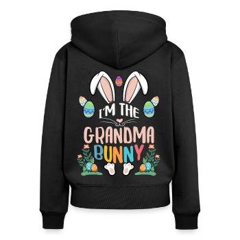 I'm The Grandma Bunny - Frauen Premium Bio Zip Hoodie - Schwarz - Hinten - Julia (174cm)