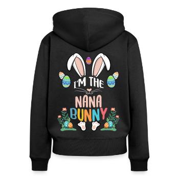 Je suis le lapin Nana - Sweat à capuche zippé Premium bio Femme - noir - Dos - Julia (174cm)