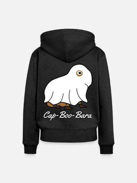 Capybaras Ghost Capybara - Frauen Premium Bio Zip Hoodie - Schwarz
