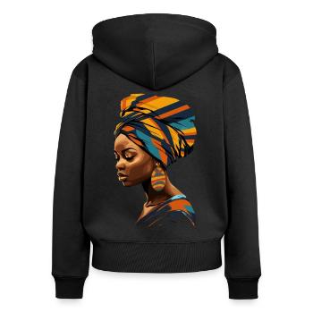 Femme africaine foulard foulard Afrique Kente - Sweat à capuche zippé Premium bio Femme - noir - Dos - Julia (174cm)