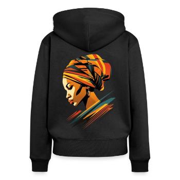 Femme africaine Kente foulard Afrique - Sweat à capuche zippé Premium bio Femme - noir - Dos - Julia (174cm)