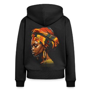 African Woman Headwrap Kente Head Scarf Africa - Women's Premium Organic Zip Hoodie - black - Back - Julia (174cm)