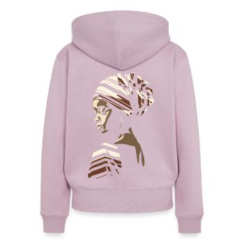 African Woman Africa Headwrap Headscarf Kente - Women's Premium Organic Zip Hoodie - dusky pink - Back - Julia (174cm)