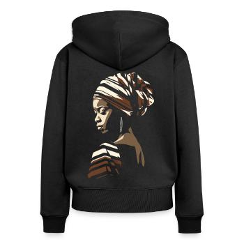 Afrikanische Frau Afrika Headwrap Kopftuch Kente - Frauen Premium Bio Zip Hoodie - Schwarz - Hinten - Julia (174cm)
