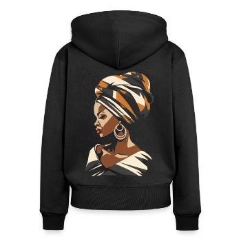 Afrikanische Frau Afrika Kopftuch Kente Headwrap - Frauen Premium Bio Zip Hoodie - Schwarz - Hinten - Julia (174cm)