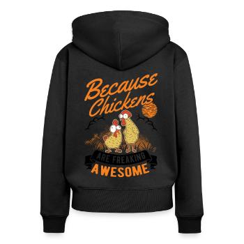 Chickens Farmer Chicken Gift Farmer - Women's Premium Organic Zip Hoodie - black - Back - Julia (174cm)