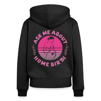 Infirmière spécialisée dans le travail et l’accouchement - Sweat à capuche zippé Premium bio Femme - noir - Dos - Julia (174cm)