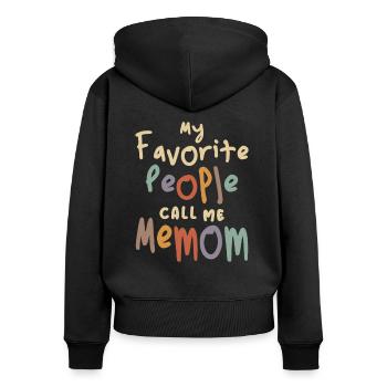 Mes personnes préférées m’appellent Memom - Grand-mère - Sweat à capuche zippé Premium bio Femme - noir - Dos - Julia (174cm)
