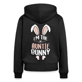 Je suis la tante lapin - Sweat à capuche zippé Premium bio Femme - noir - Dos - Julia (174cm)