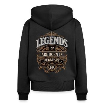 1989 Février Naissance Anniversaire Année de naissance - Sweat à capuche zippé Premium bio Femme - noir - Dos - Julia (174cm)