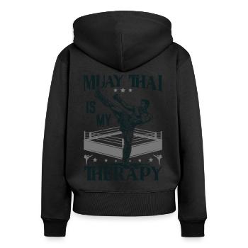 Muay Thai Boxing, Thai Boxer, Thai Boxing - Frauen Premium Bio Zip Hoodie - Schwarz - Hinten - Julia (174cm)